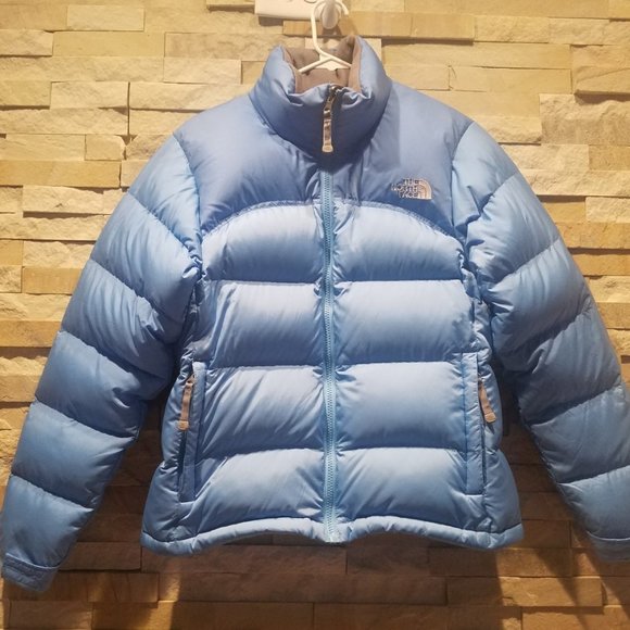 North Face 96 Retro Nuptse Womens Small Blue 700 Down Winter Puffer Jacket Coat